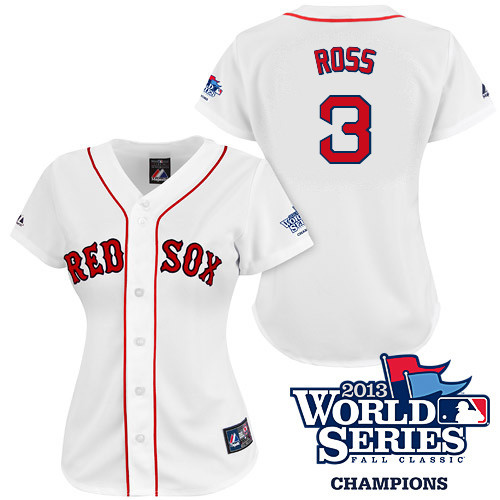 David Ross #3 mlb Jersey-Boston Red Sox Women's Authentic 2013 World Series Champions Home White Baseball Jersey
